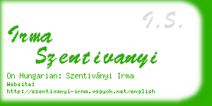irma szentivanyi business card